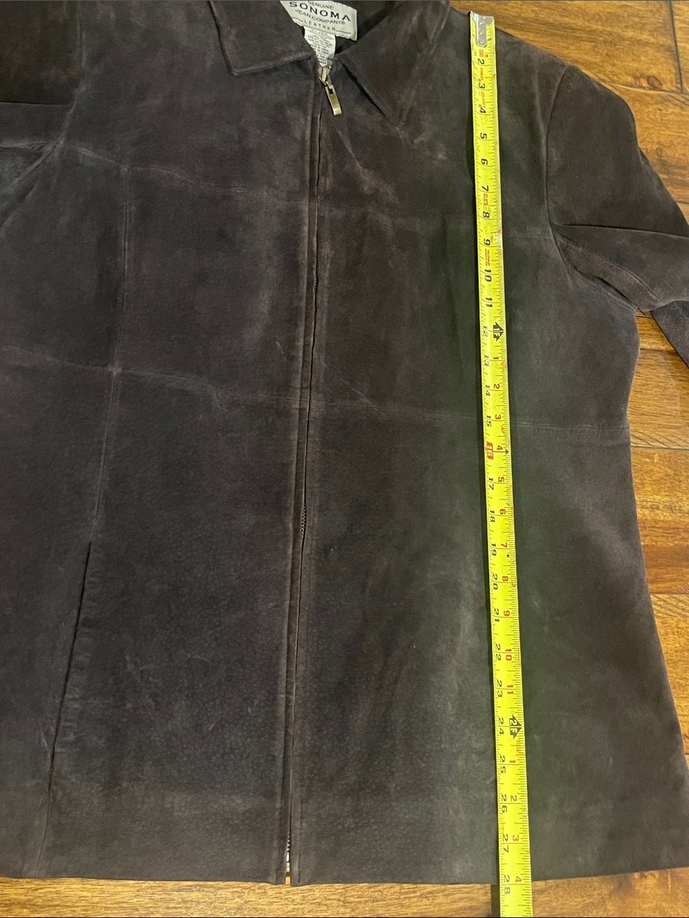 Vintage Genuine Sonoma Jean Co Dark Chocolate Brown Suede Leather Zip Jacket XL - Picture 11 of 13